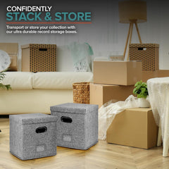 new Vinyl Record Storage Box for up to 50+ 12-Inch Albums, Records 1 Pack, Gray 07FC0E-D4 - KOEEK