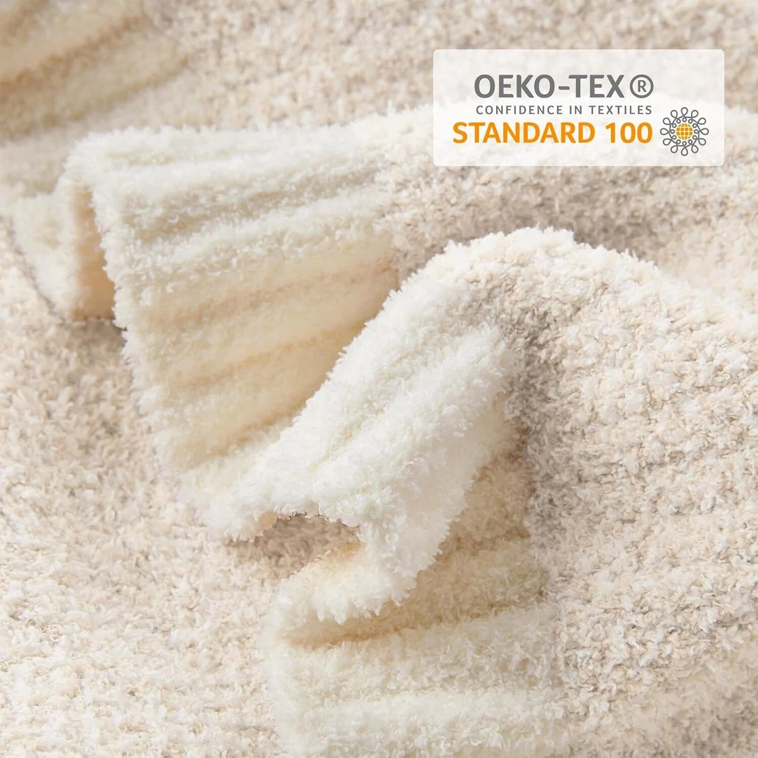 Buttery Ivory Throw Blanket for Couch,Reversible Super Soft Knitted Blankets 07FC0E-D4 - KOEEK