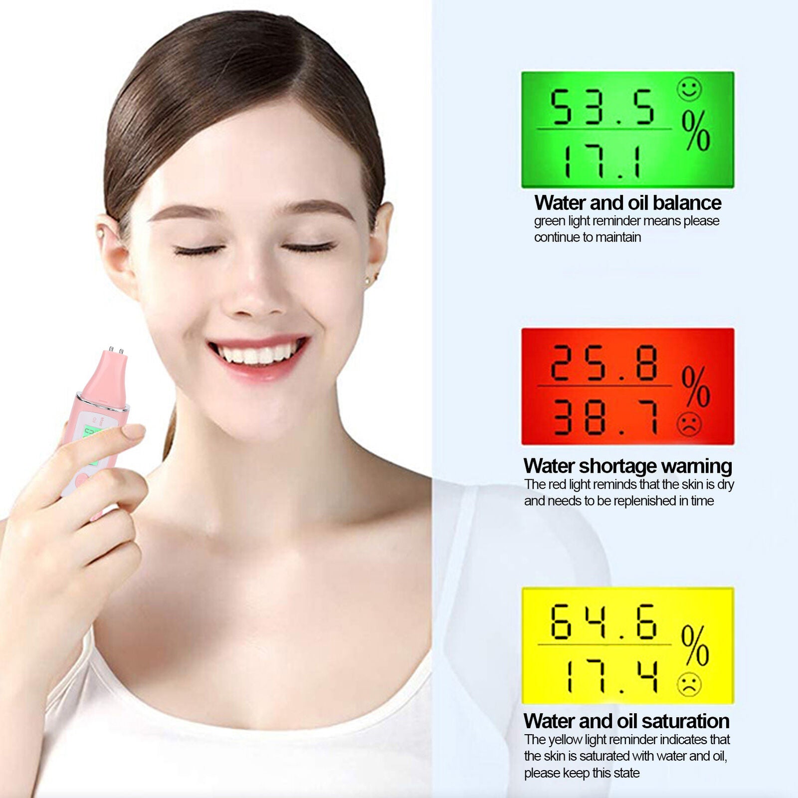 new Facial Skin Tester Smart Display Skin Care Portable Digital Skin Detector Pe ABE koeek - KOEEK