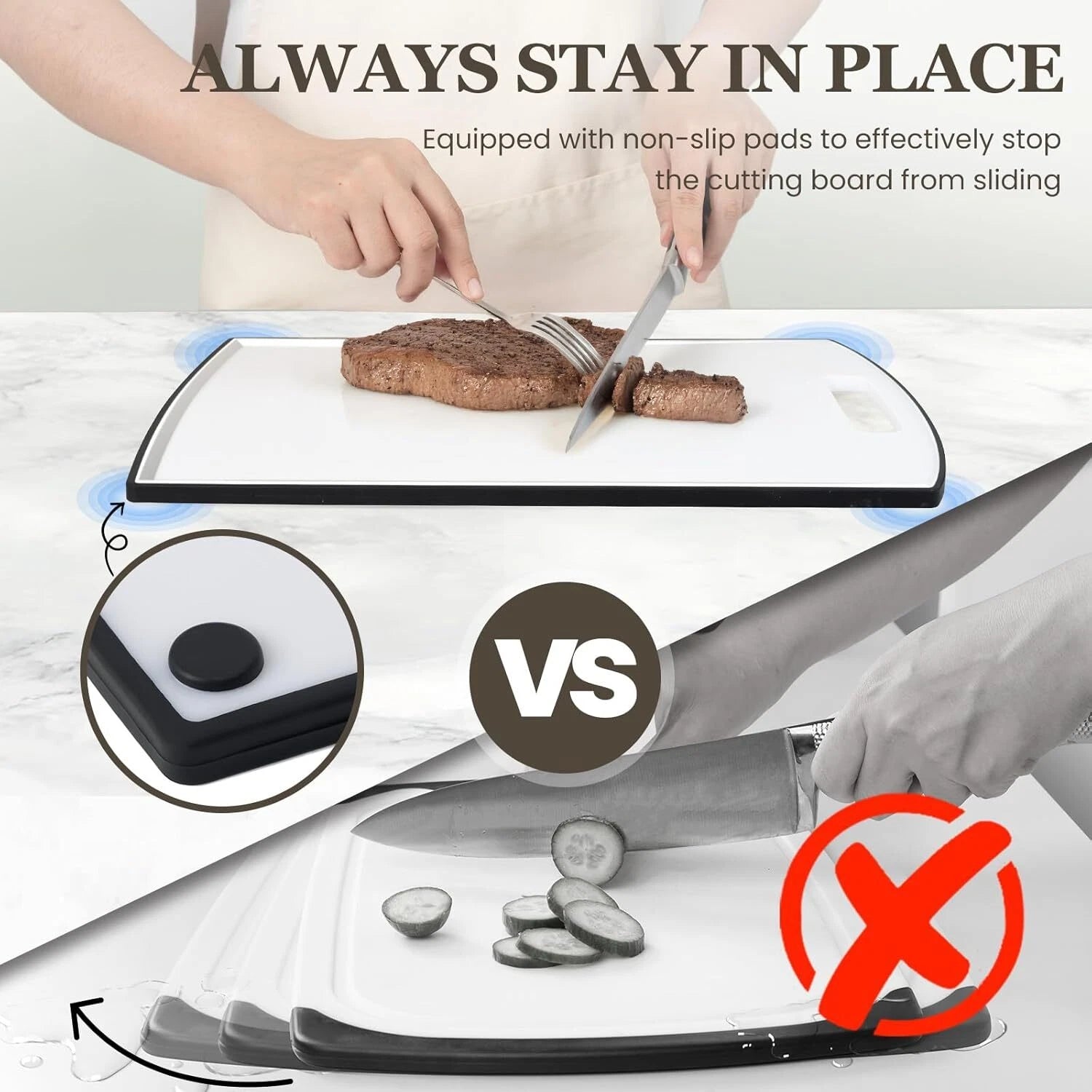 Non Slip Cutting Board,Extra Large Plastic Cutting Boards for Kitchen Dishwasher 07FC0E-D4 - KOEEK