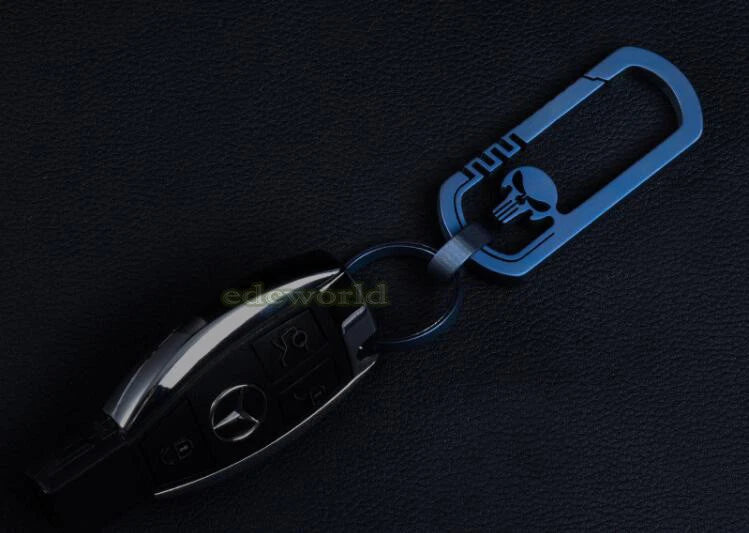 Outdoor CNC Titanium TC4 Skull Key Carabiner w/ Key Ring Fast Hanging EDC Tool 07FC0E-D4 - KOEEK
