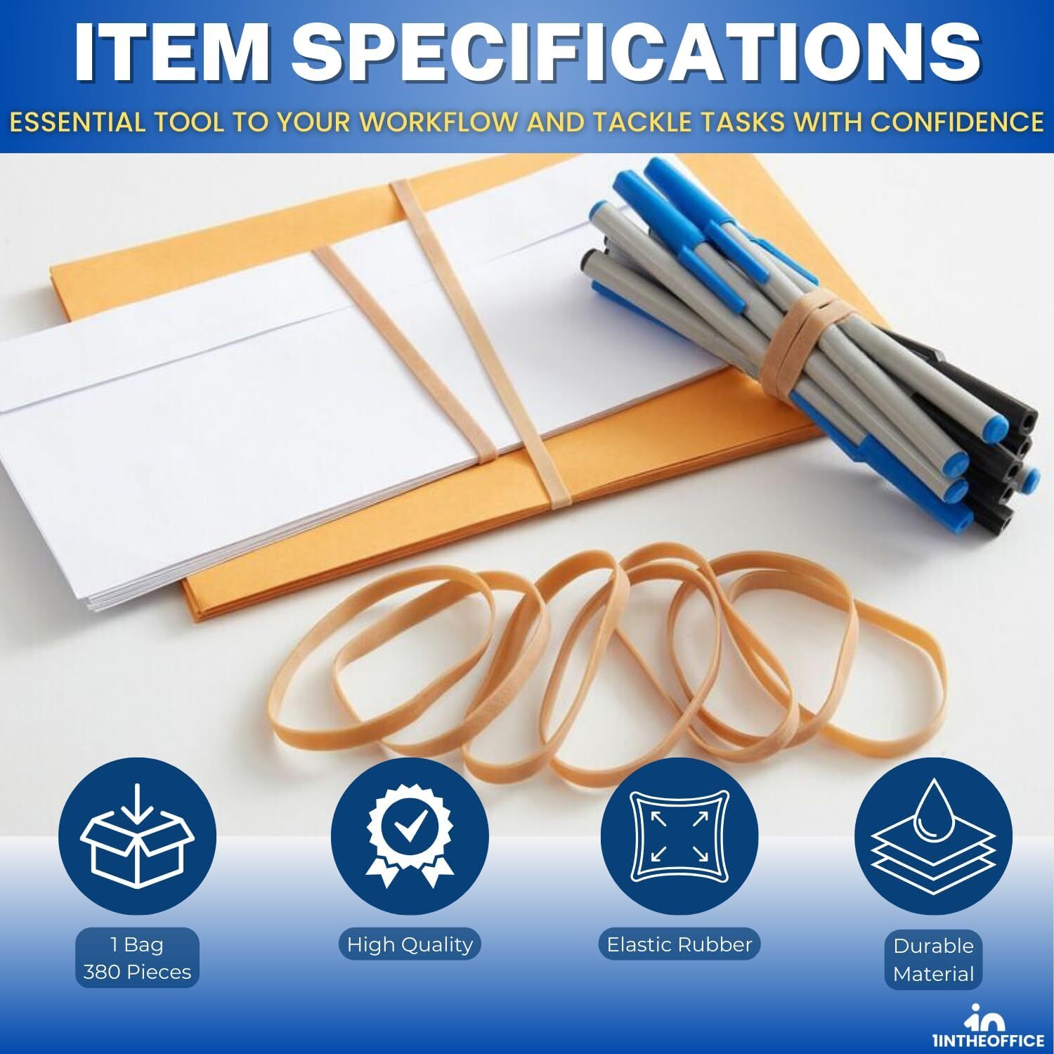 new 1InTheOffice Rubber Bands Thick Bands, Heavy Duty beige 1INTHEOFFICE - KOEEK
