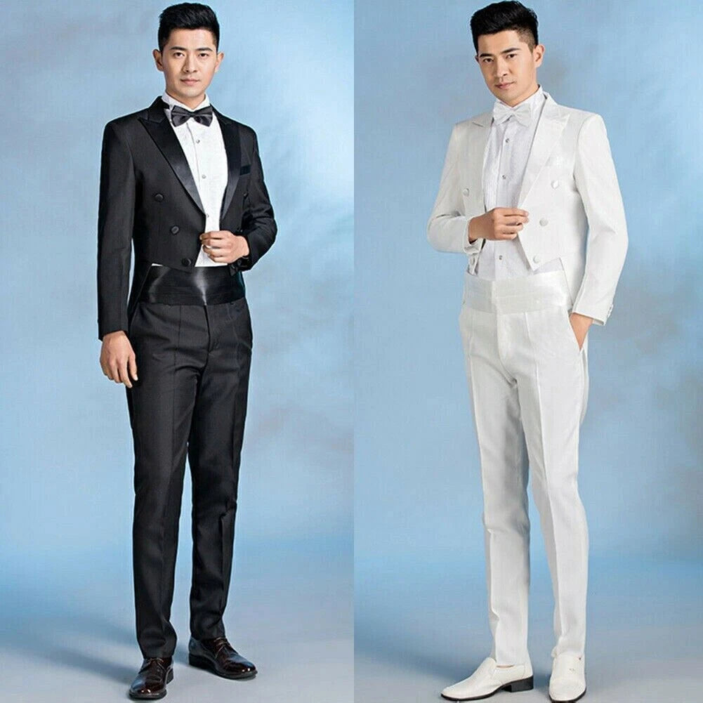 Tuxedo Morning Tailcoat Men Jacket Pants Suit Outfit Evening Tails Frock Coat 07FC0E-D4 - KOEEK