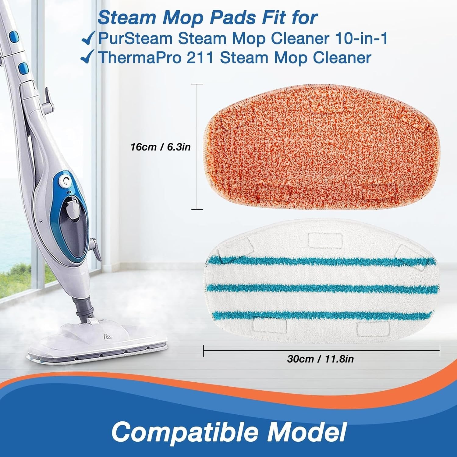 new 8 Pack Steam Mop Replacement Pads Compatible with PurSteam 4+4 07FC0E-D4 - KOEEK