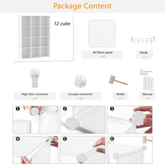new AWTATOS Cube Storage Organizer 12 Bookshelf DIY 12 Cube, White AWTATOS - KOEEK