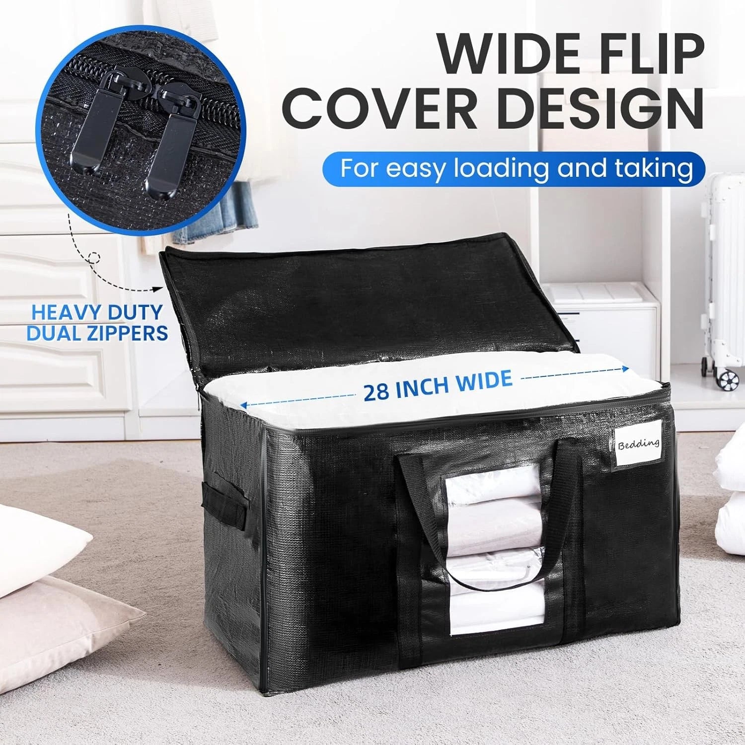 Extra-large moving bags, set of 8 black heavy-duty storage bags 07FC0E-D4 - KOEEK
