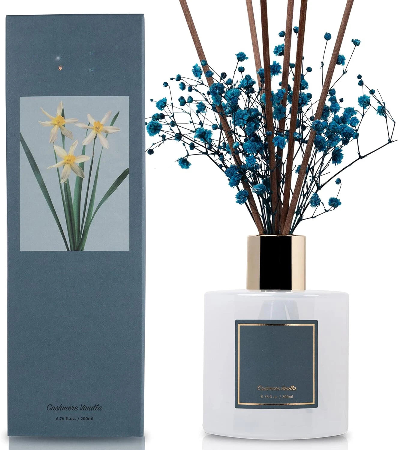 Premium Reed Diffuser Set with Preserved Baby's Breath & Cotton Stick Cashmere 07FC0E-D4 - KOEEK