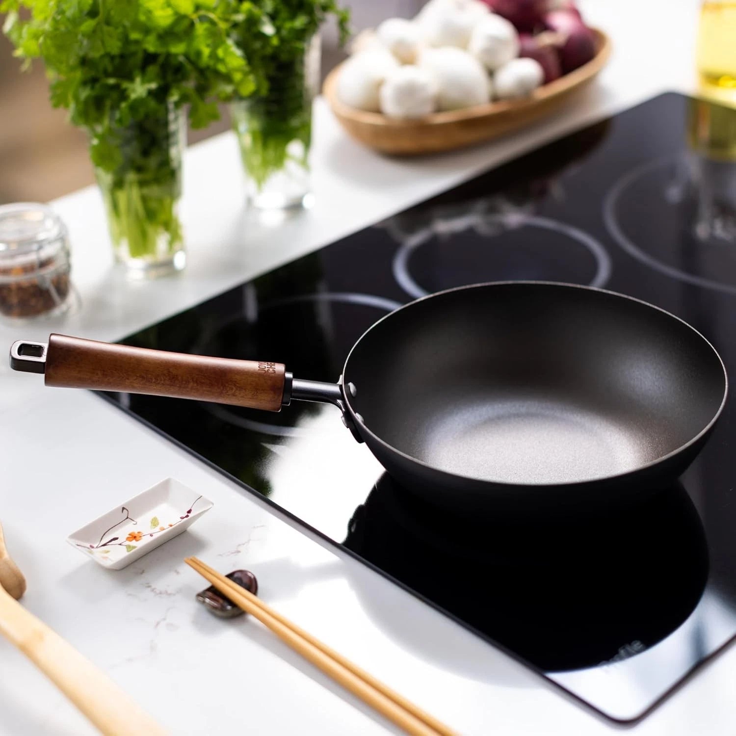 Classic Series 9.5-Inch Preseasoned Carbon Steel Stir Fry Pan 07FC0E-D4 - KOEEK