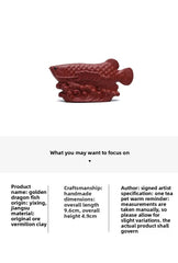 9.6cm Purple Clay Handcarved Dragon Fish Tea Pet Auspicious Fengshui Ornament 07FC0E-D4 - KOEEK