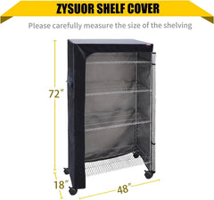 Shelf Cover Wire Shelving Rack Dust Cover 48X18X72,The Two-Way Zipper Design 07FC0E-D4 - KOEEK