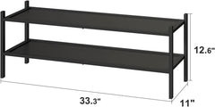 Black 2-Tier Long Stackable Bamboo Wood Shoe Rack for Closet, Entryway & Hallway 07FC0E-D4 - KOEEK