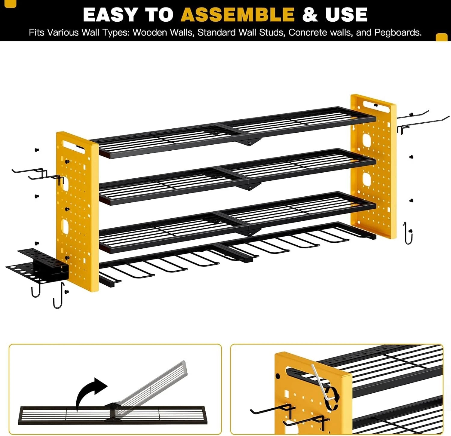 Wall Mounted Power Tool Organizer, 4 Tier Large Capacity Tool Rack 07FC0E-D4 - KOEEK