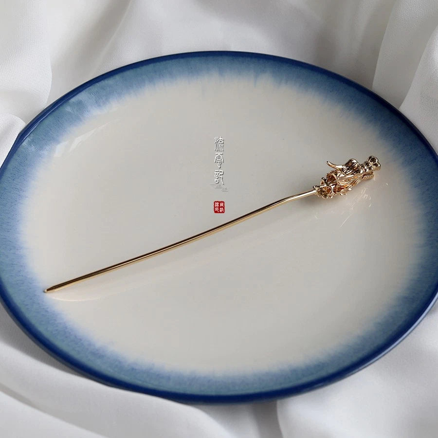 Ancient Hanfu Hairpin Hair Step Shake Headdress Hair Stick Dragon Head Stick A 07FC0E-D4 - KOEEK