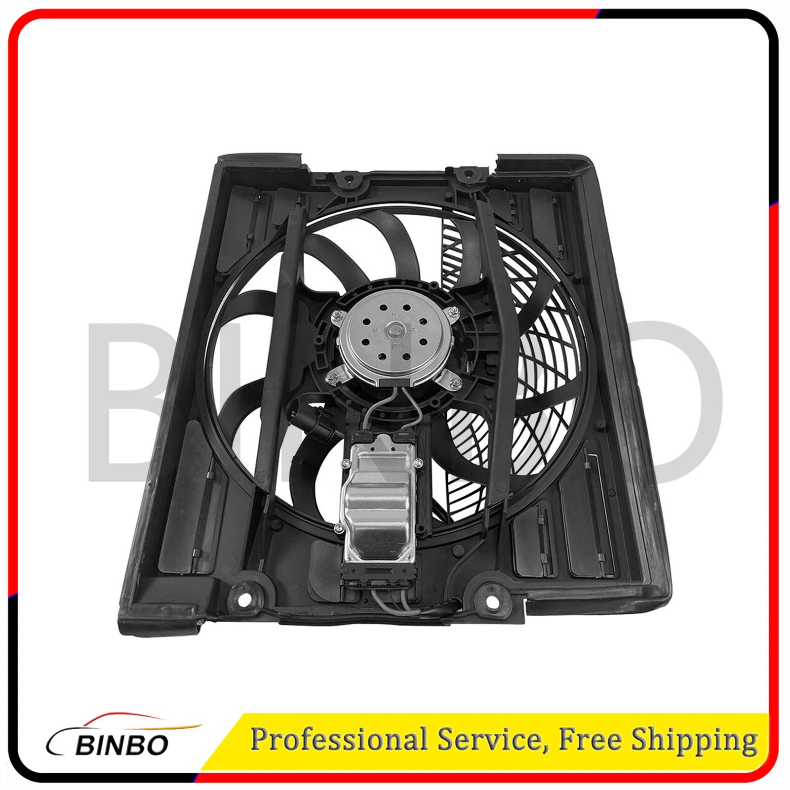 Radiator Condenser Cooling Fan Assembly for BMW 740i 740iL 750iL Z8 64546921383 07FC0E-D4 - KOEEK
