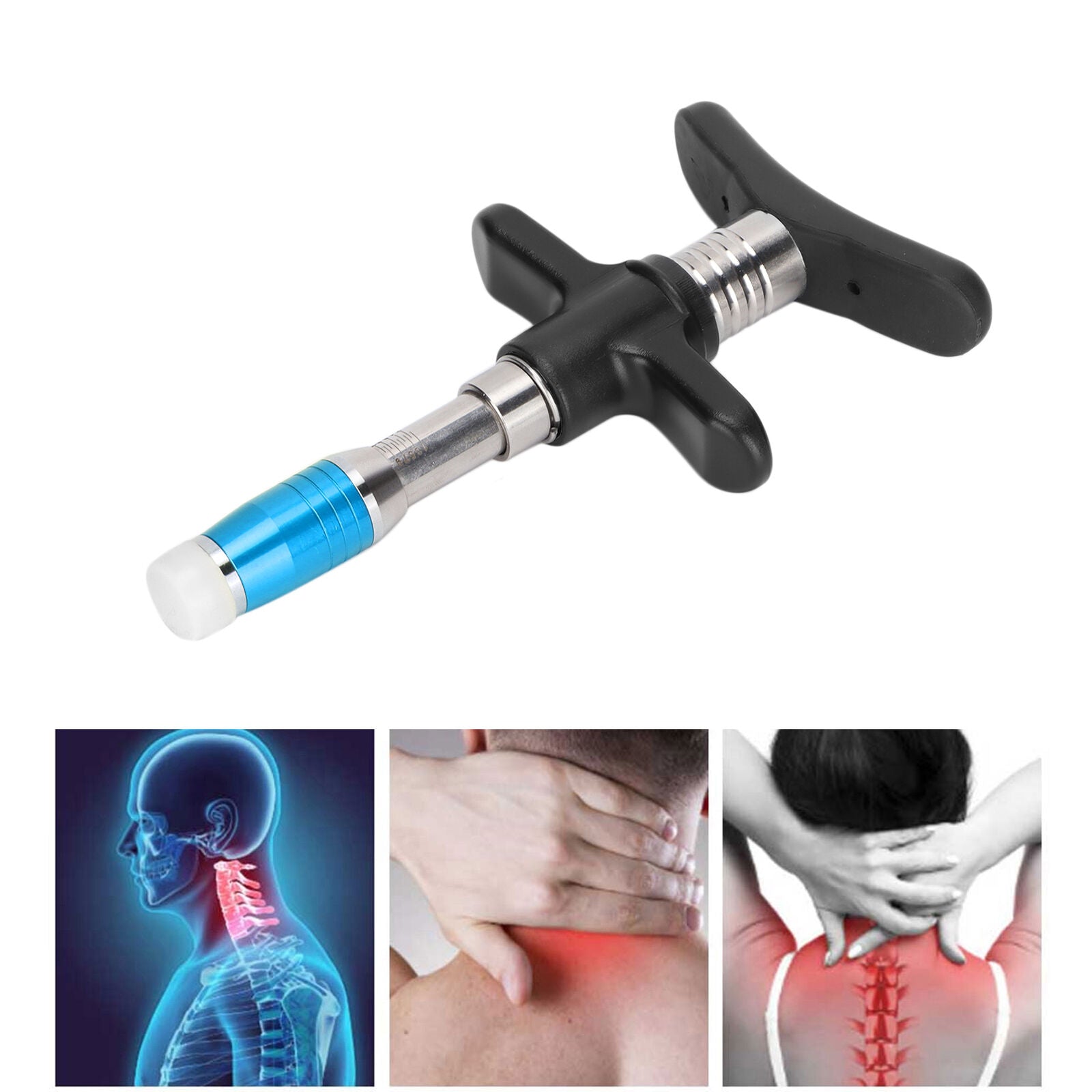 new (Blue)Manual One Head Spinal Massager 10 Levels Chiropractic Adjusting Tool JFF koeek - KOEEK