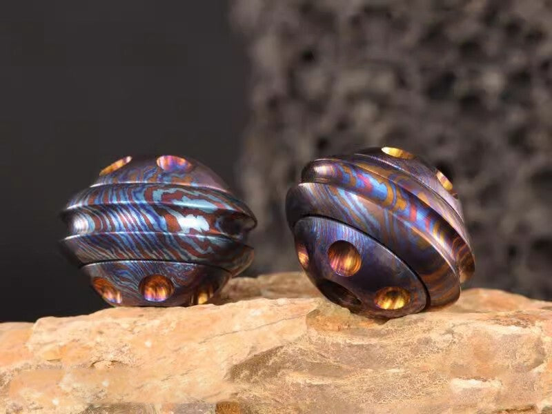 Titanium Damascus Knife Lanyard Bead Necklace Paracord Pendant Fidget Spinner- 07FC0E-D4 - KOEEK