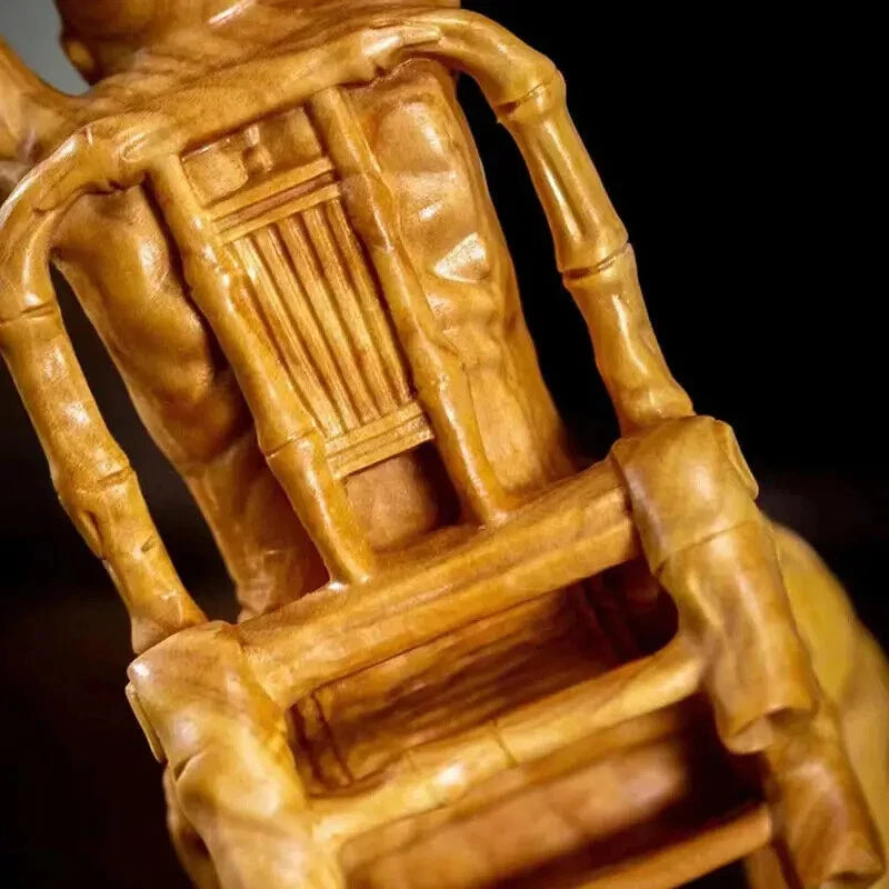 6.28 in Exquisitely Wooden Buddha Statue Elder Rohan Wood Carving Ornament 07FC0E-D4 - KOEEK