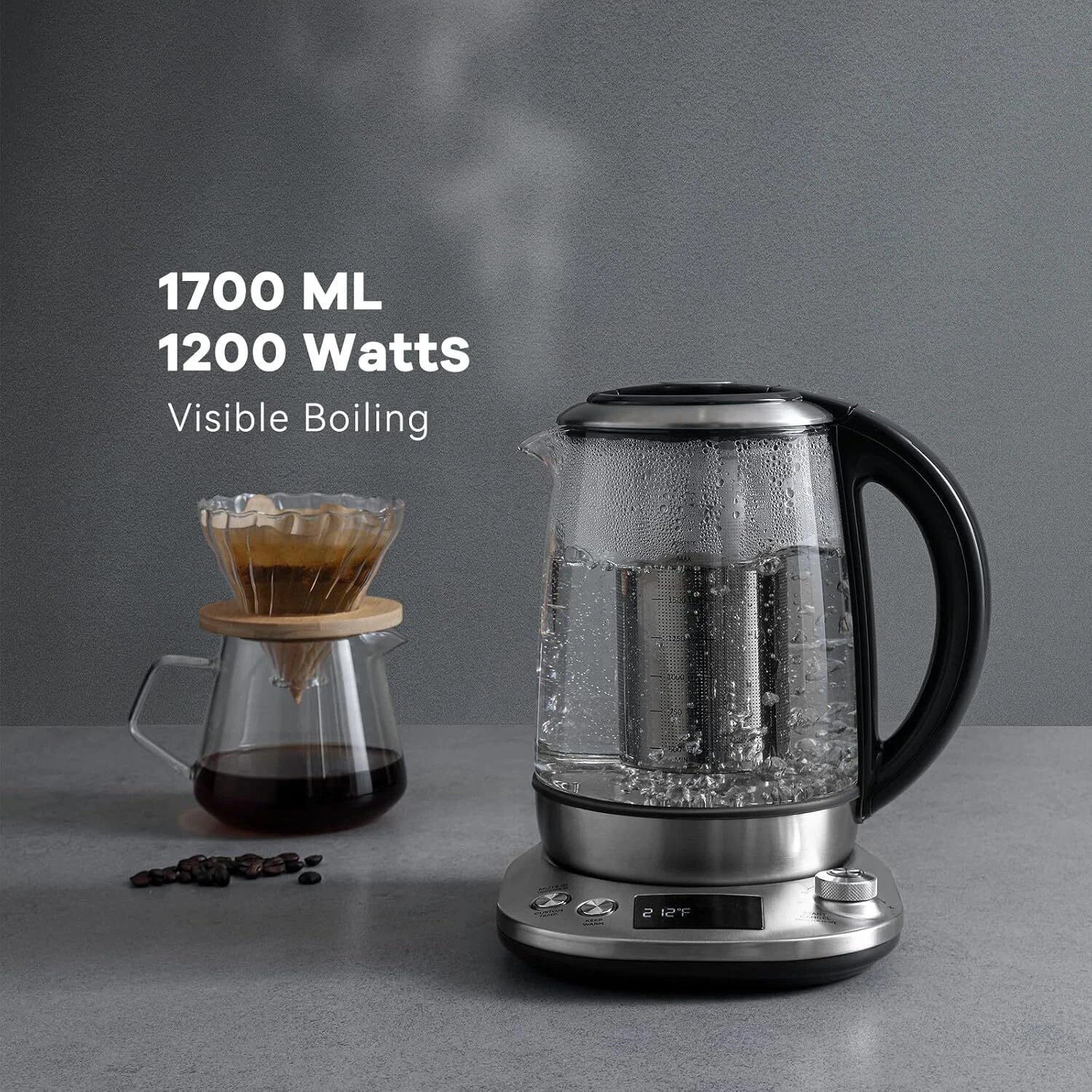 Tea Kettle Electric Tea Kettle with Removable Infuser, 9 Preset Brewing Programs 07FC0E-D4 - KOEEK