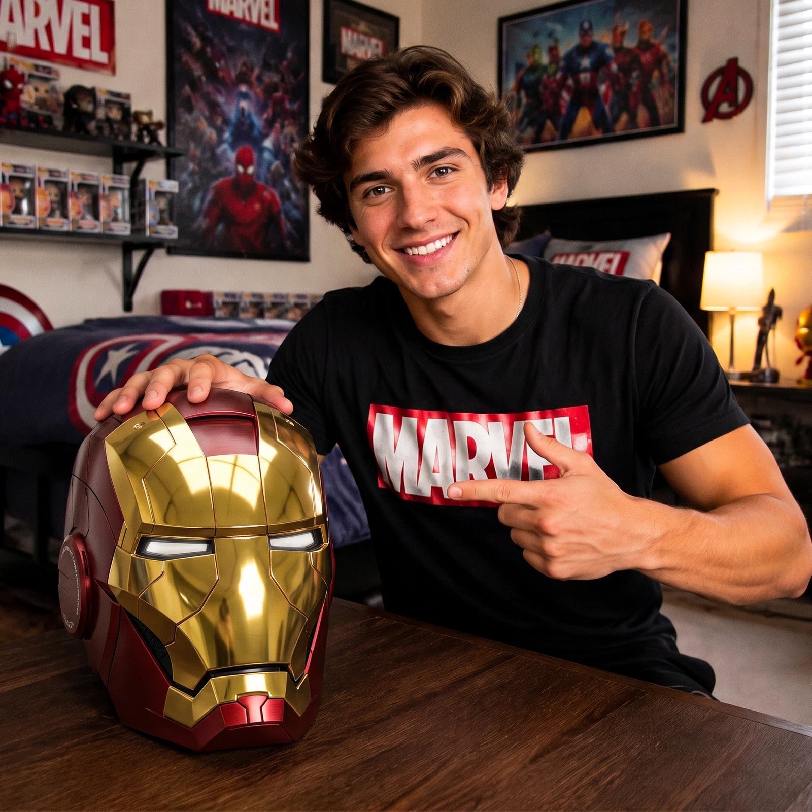 Iron Man MK5 Helmet 1:1 Wearable Voice Remote Touch Control LED Cosplay 07FC0E-D4 - KOEEK
