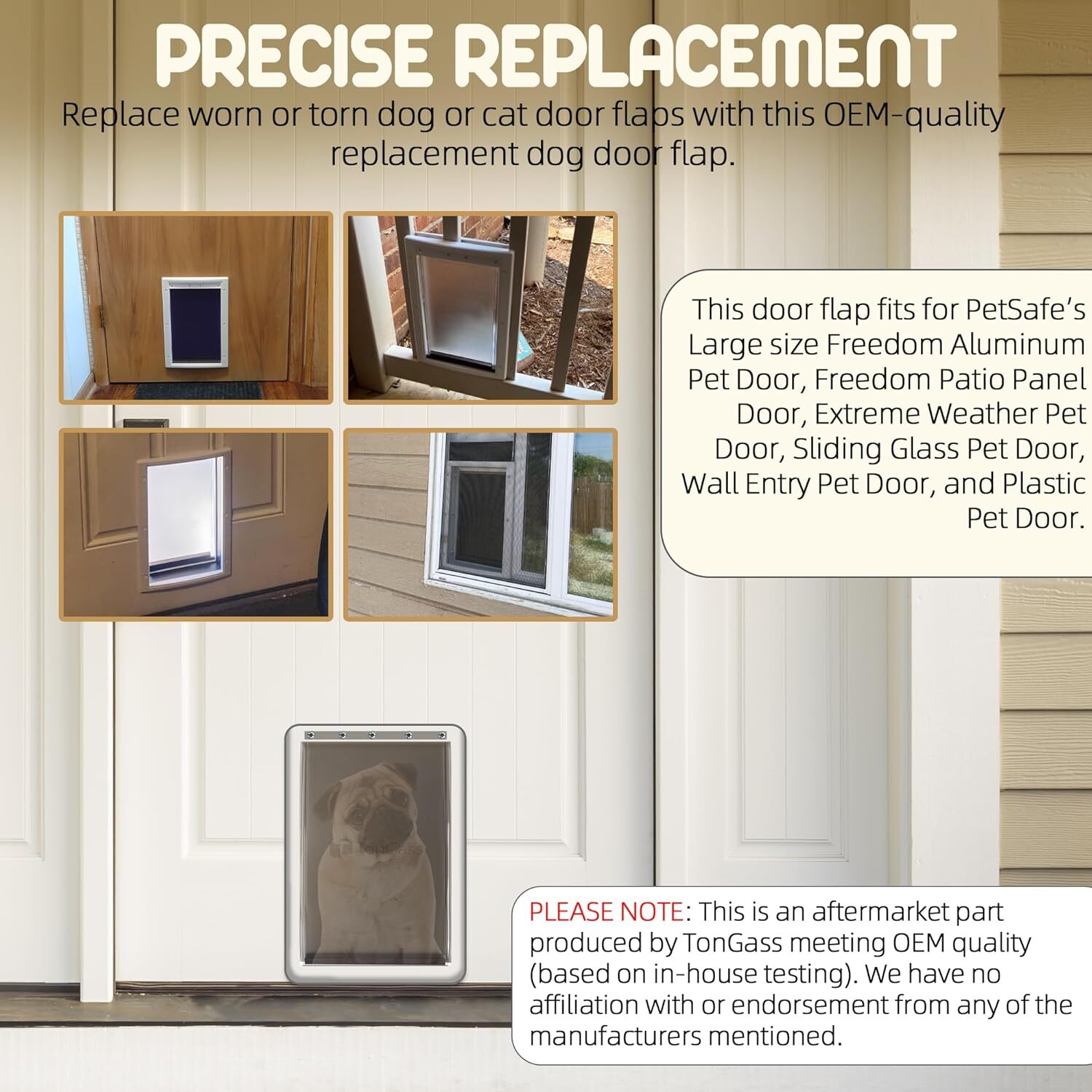 new TonGass (2-Pack) PAC11-11039 Large Dog Door Flap Replacement Compatible TONGASS - KOEEK