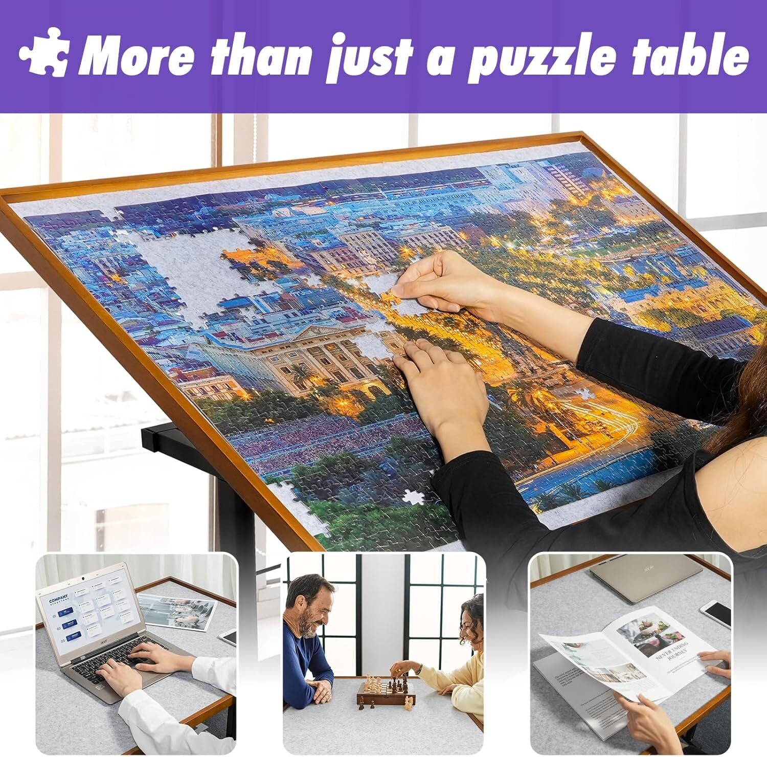 new Sunix 1500 Pieces Jigsaw Puzzle Table with Legs, 36"x26" Adjustable Height... SUNIX - KOEEK