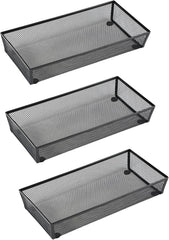 3-Piece Mesh Drawer Organizer, Cutlery Tabletop Storage Tray (12 x 6 x 2 inches) 07FC0E-D4 - KOEEK