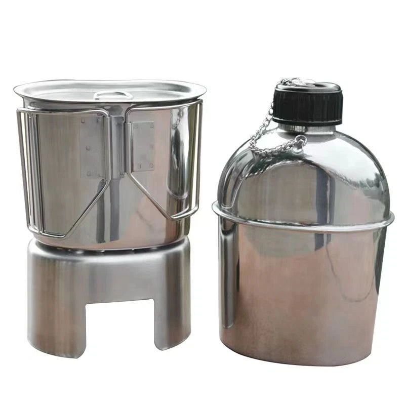 US Military Canteen Wire Handle Cup Stove Outdoor Camping Mess Kit 3 Piece Set 07FC0E-D4 - KOEEK