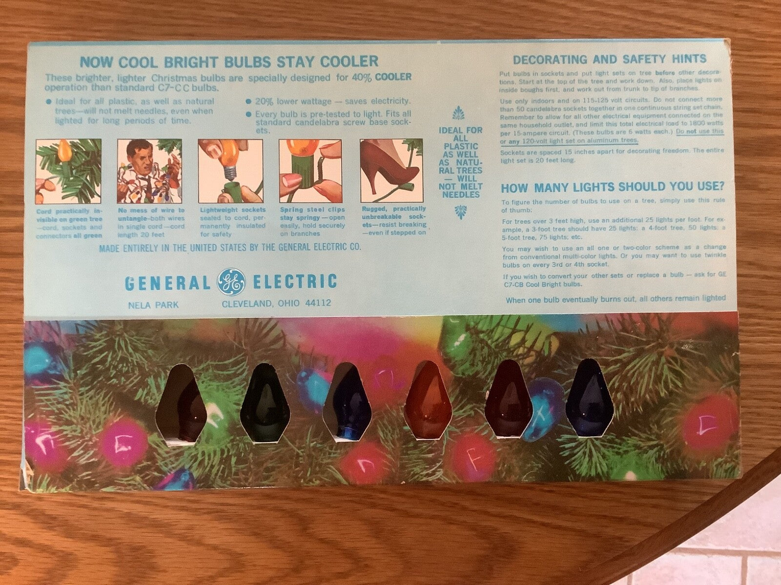 3 Vintage GE 15 Cool Bright Light Set Christmas Bulbs C7 General Electric GE - KOEEK