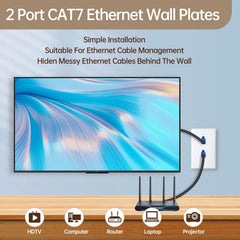 new 3-Pack CAT7 Ethernet Wall Plate 2 Port RJ45 2 (3-Pack), White 07FC0E-D4 - KOEEK