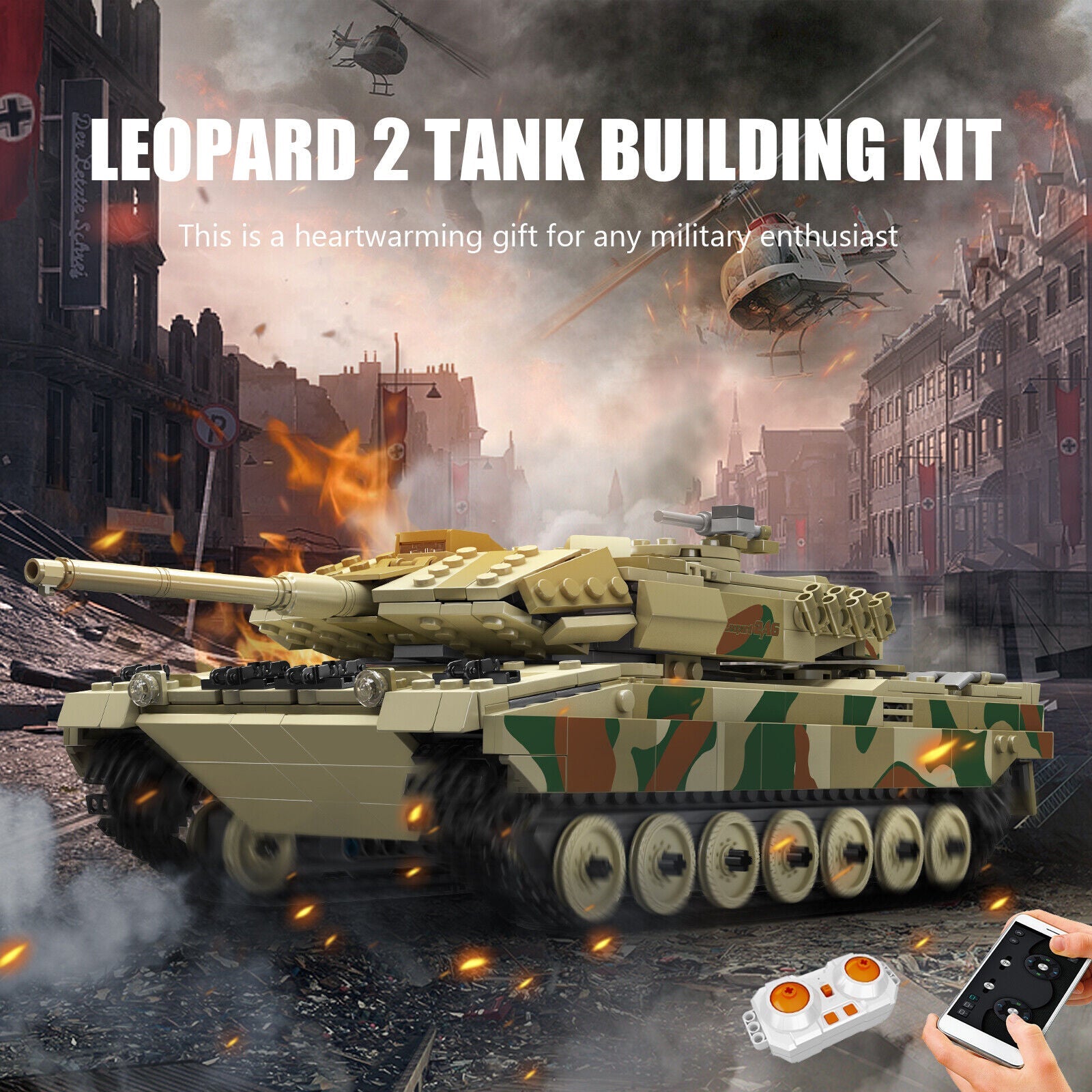 new Mould King 20020 Leopard 2 Tank Remote Control Military Model Toy Technology MOULD KING - KOEEK