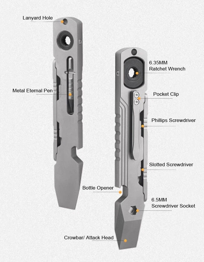 Hot Titanium Alloy Pocket Pry Bar Crowbar Opener Outdoor Camping Multi EDC Tools 07FC0E-D4 - KOEEK