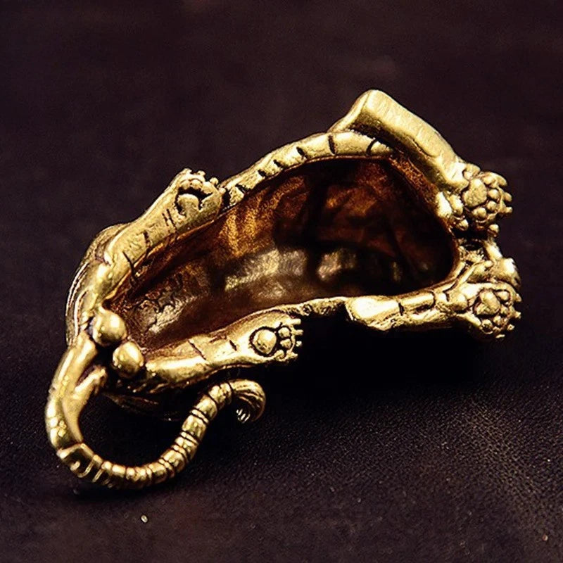 5.3cm Retro Brass Handcarved Tiger King Statue Paperweight Tea Pet Decoration 07FC0E-D4 - KOEEK