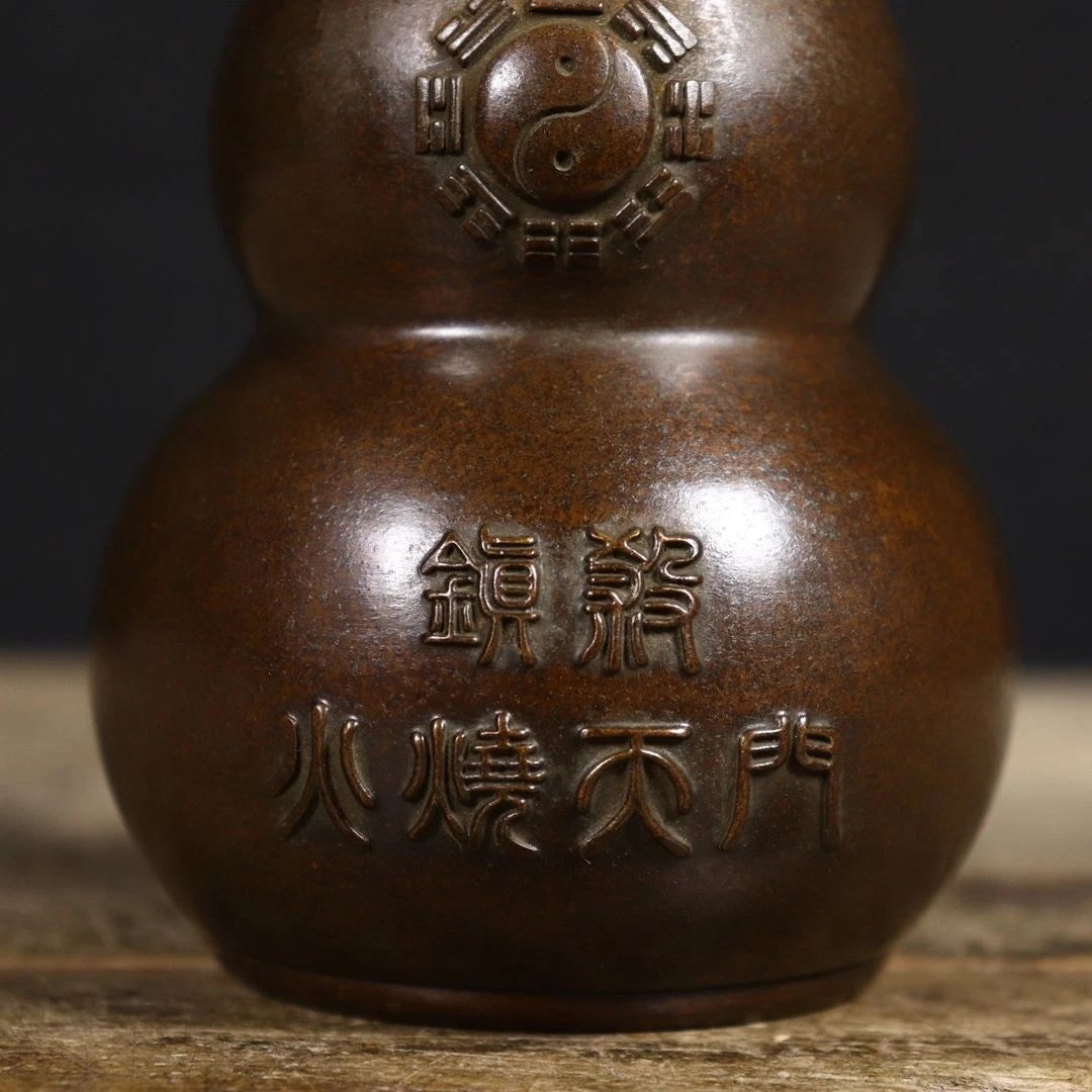 13.8cm Bagua Fire Dragon Gourd Bottle Figurine Feng Shui Copper Home Decor 07FC0E-D4 - KOEEK