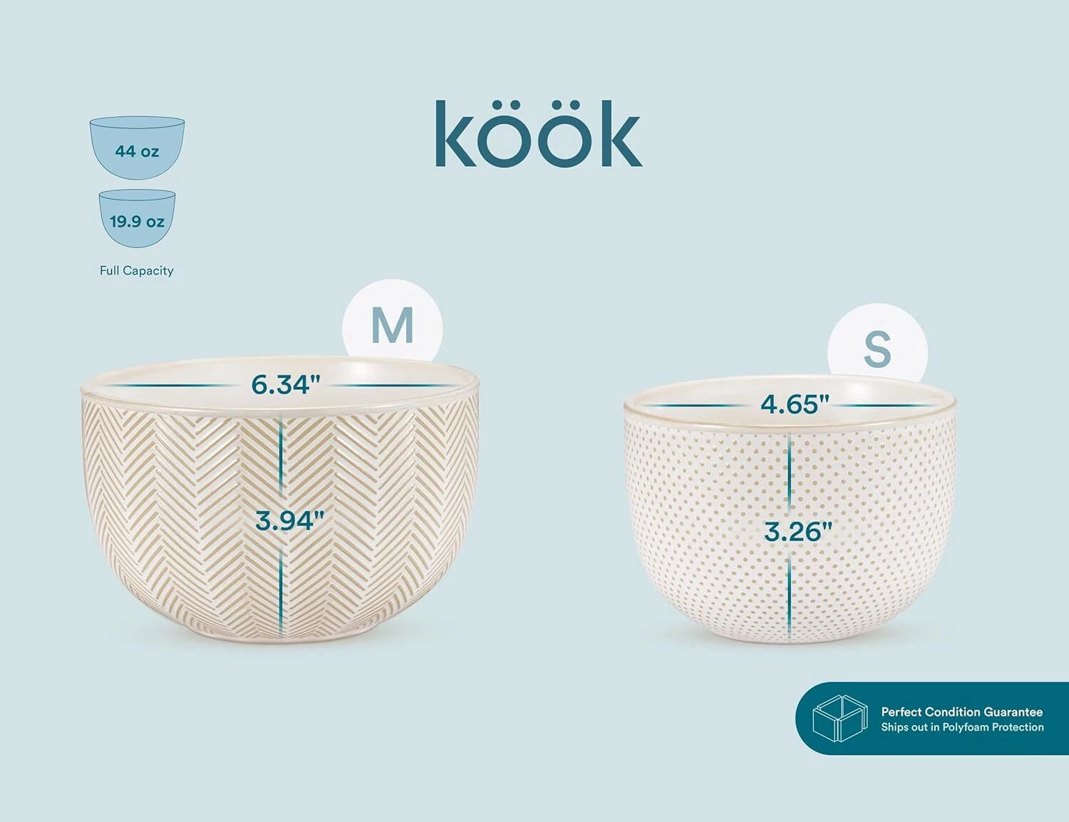 Ceramic Mixing Bowls, Set of 4, Embossed Kitchen Bowls, Prep,Serve, Gift (Ivory) 07FC0E-D4 - KOEEK