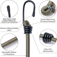 new 8inch Bungee Cords with Hooks,10Pcs Heavy Duty Extra Strong 8inch, Black 07FC0E-D4 - KOEEK