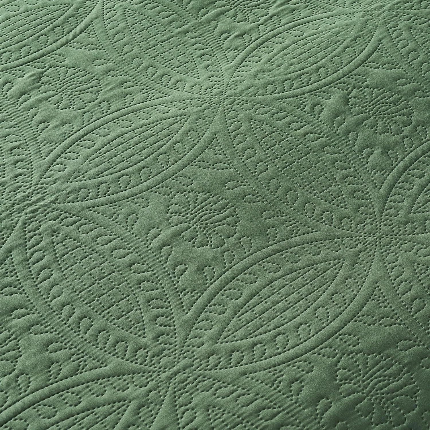 Queen Quilt Bedding Set,Olive Green Ultrasonic Full/Queen Quilt Set,Lightweight 07FC0E-D4 - KOEEK