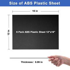 new 10 Pack ABS Plastic Sheet 12" x 16" x 0.06", Moldable Black 07FC0E-D4 - KOEEK