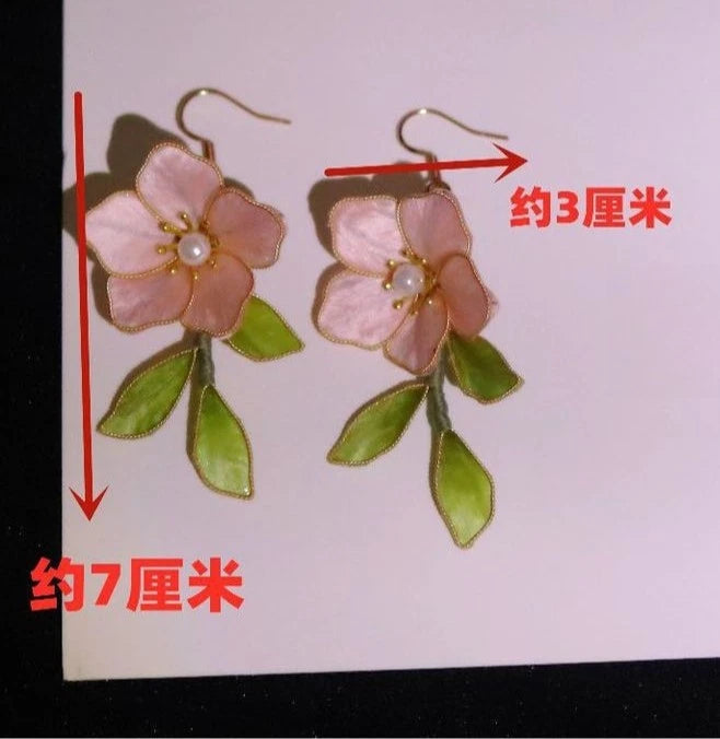 Silk Velvet Flower Peach Hair Pin Hair Comb Earrings Chinese Style Accessory 07FC0E-D4 - KOEEK