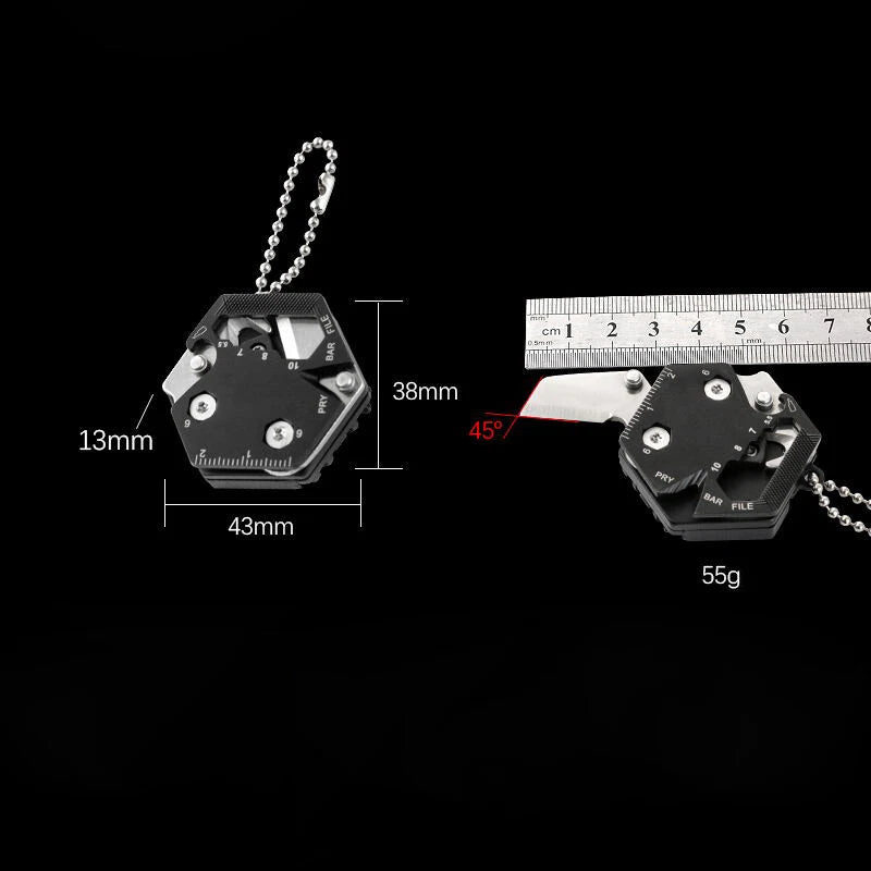EDC Multi Tools Mini Portable Gadget 14-in-1 Pocket Multi Tool Keychain Key Ring 07FC0E-D4 - KOEEK