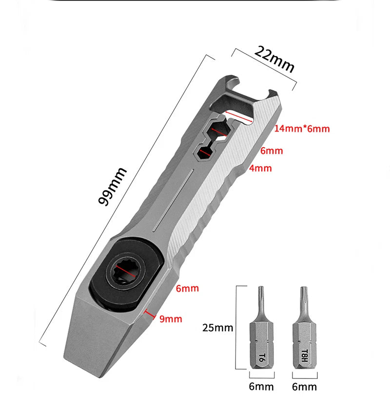 EDC Titanium Alloy Keychain Pocket Pry Bar Crowbar Opener Outdoor Multi Tools 07FC0E-D4 - KOEEK
