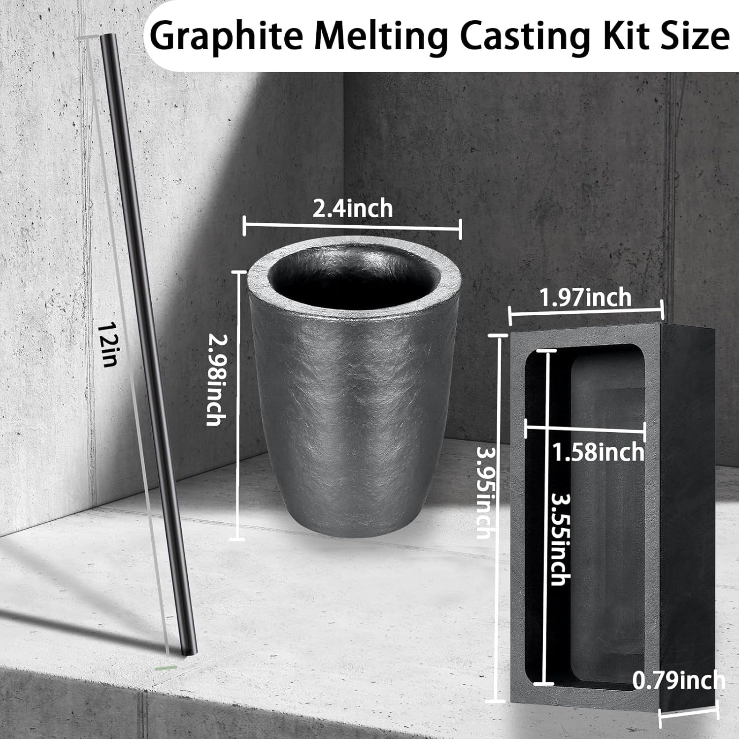 new 5 Pieces Crucible Metal Melting Kit, Including 2 Clay Graphite black 07FC0E-D4 - KOEEK