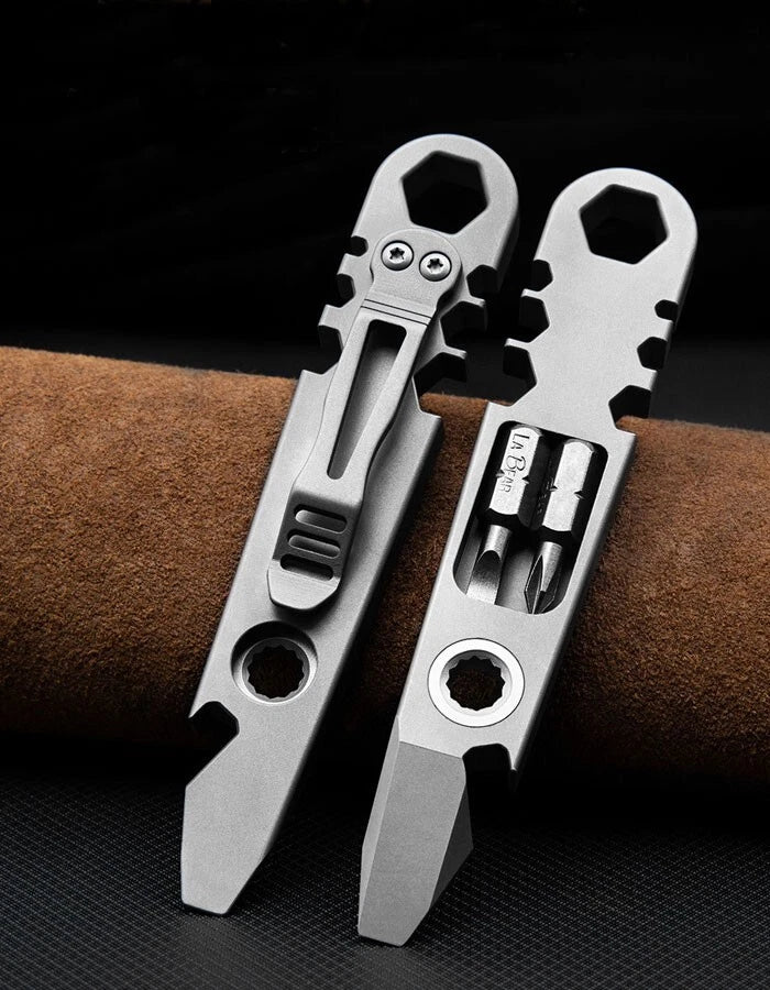 Titanium Alloy Pocket Pry Bar Ratchet Wheel Crowbar Outdoor Multi Tools EDC 07FC0E-D4 - KOEEK