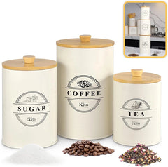 Jar Set for Kitchen Countertop Storage, Food Storage Containers Cream Color 07FC0E-D4 - KOEEK