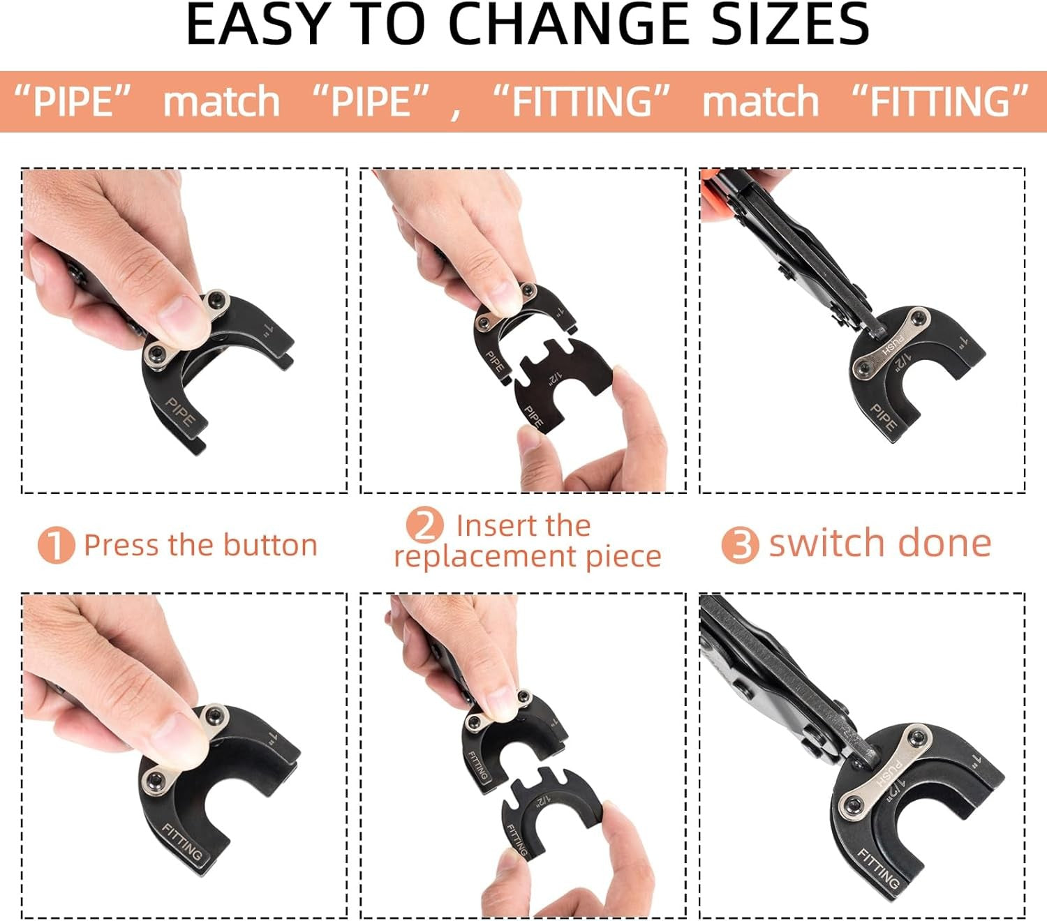 new Push to Connect Removal Tool Disconnect 1/2”, 3/4”, 1”, Orange and Black 07FC0E-D4 - KOEEK