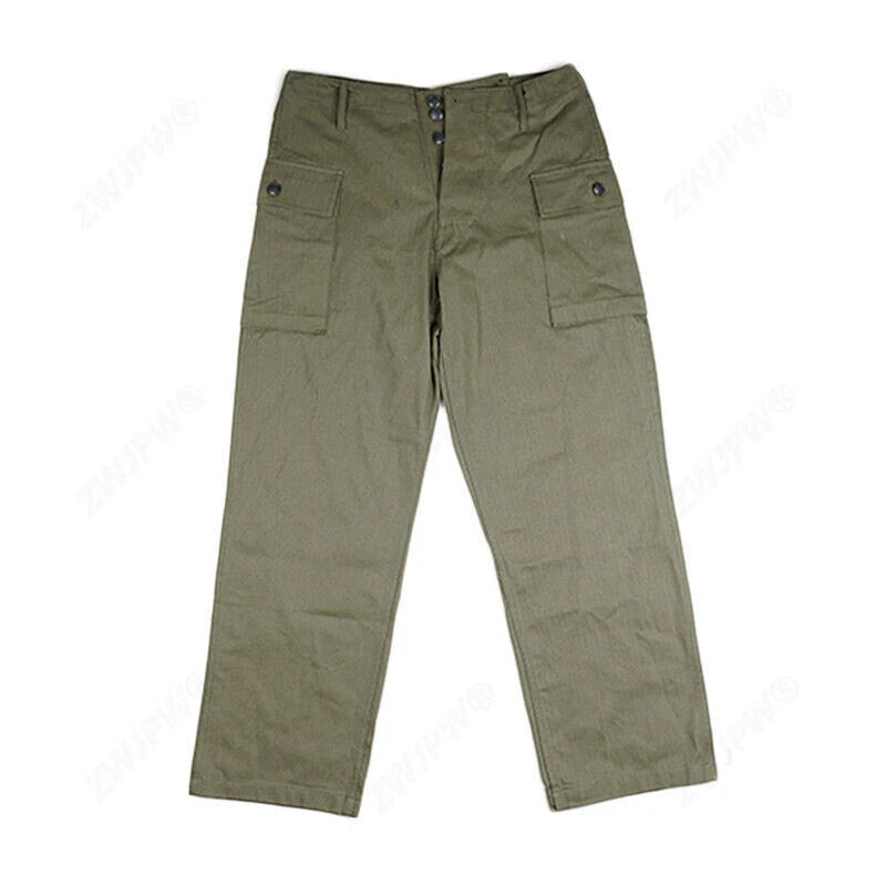WWII US HBT Army Casual Pants Vintage Military Replica Green Men's Trousers 07FC0E-D4 - KOEEK