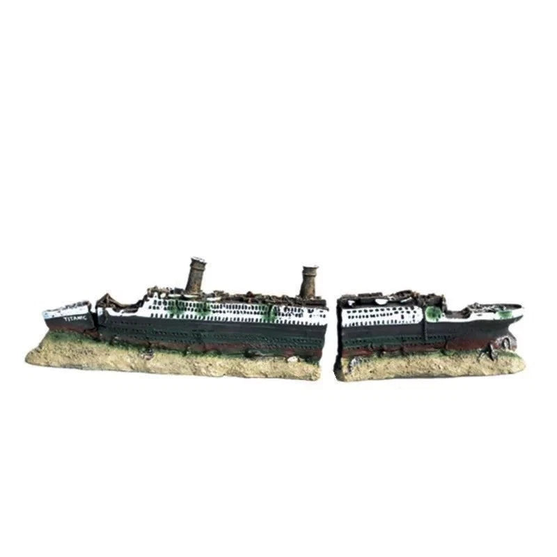 Titanic Sinking ShipAquariumDecor PirateAircraft Carrier Wreck Fish TankOrnament 07FC0E-D4 - KOEEK