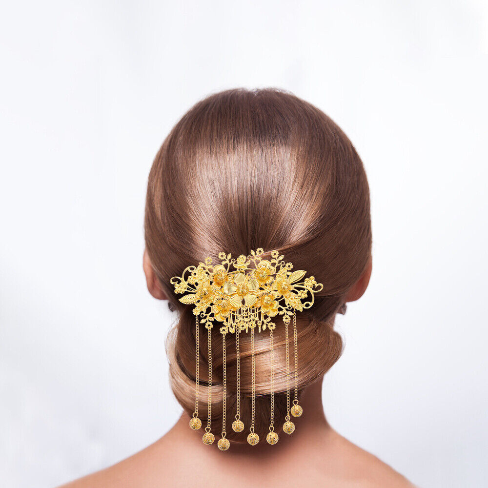 used Flower Headdress Bride Hair Comb Chinese Side Hair Comb Chinese koeek - KOEEK