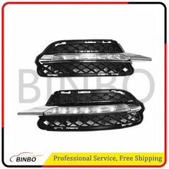 Pair of Front Bumper Grille w/ DRL LED Fog Light Lamp Kit for Benz W221 2010-12 07FC0E-D4 - KOEEK