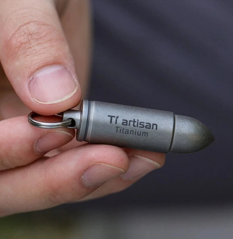 Pure Titanium Pill Holder Waterproof Pill Container Case Organizer EDC Keychain 07FC0E-D4 - KOEEK