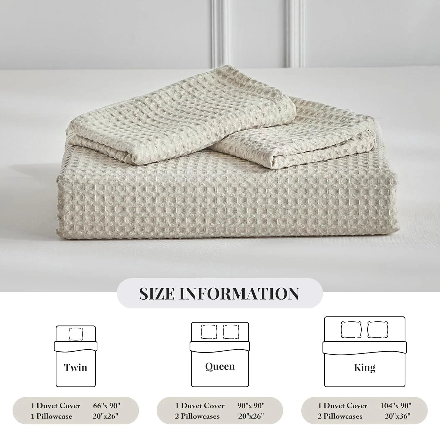Microfiber Woven Duvet Cover King Size, Khaki Textured Duvet Cover Set 07FC0E-D4 - KOEEK